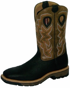 Twisted X MLCW005 for $189.99 Men's' Pull On Work Lite Boot with Oiled Black Leather Foot and a New Wide Toe